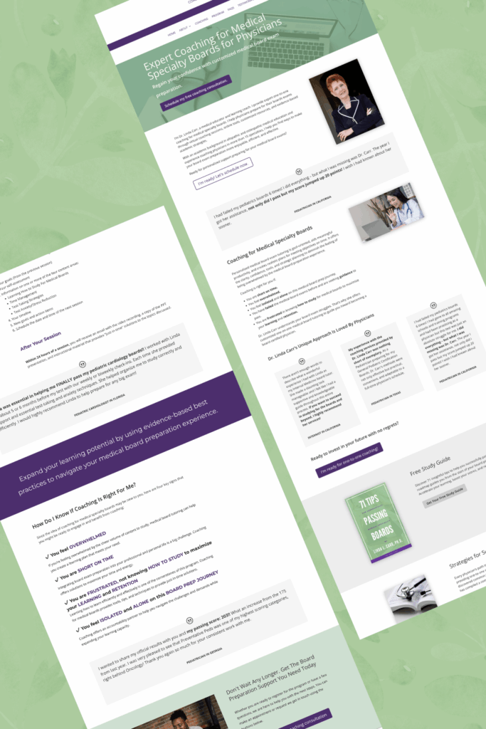Screenshot of Dr. Linda Carr's SEO and content improved website.